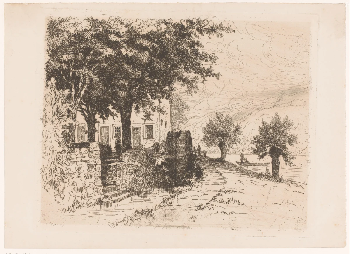 Landschap met watermolen by Maria van Hohenzollern-Sigmaringen, print, 1868-1912