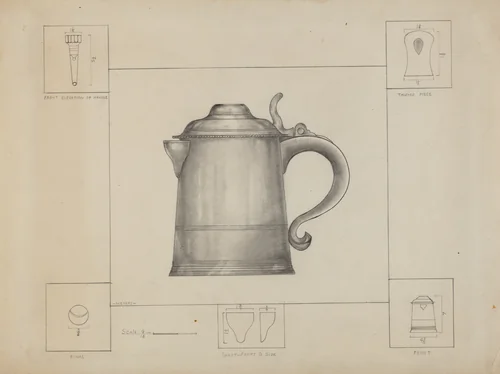 Pewter Tankard by Henry Meyers, index of american design, 1936
