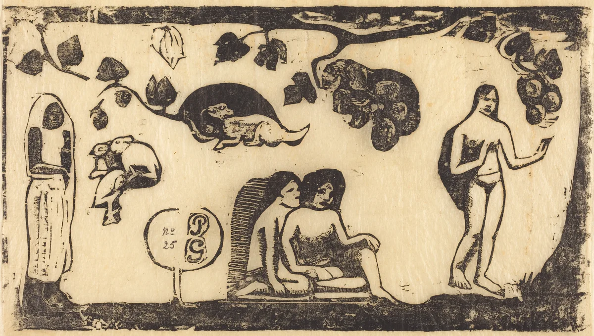 Women, Animals and Foliage (Femmes, animaux et feuillages) by Paul Gauguin, print, 1895