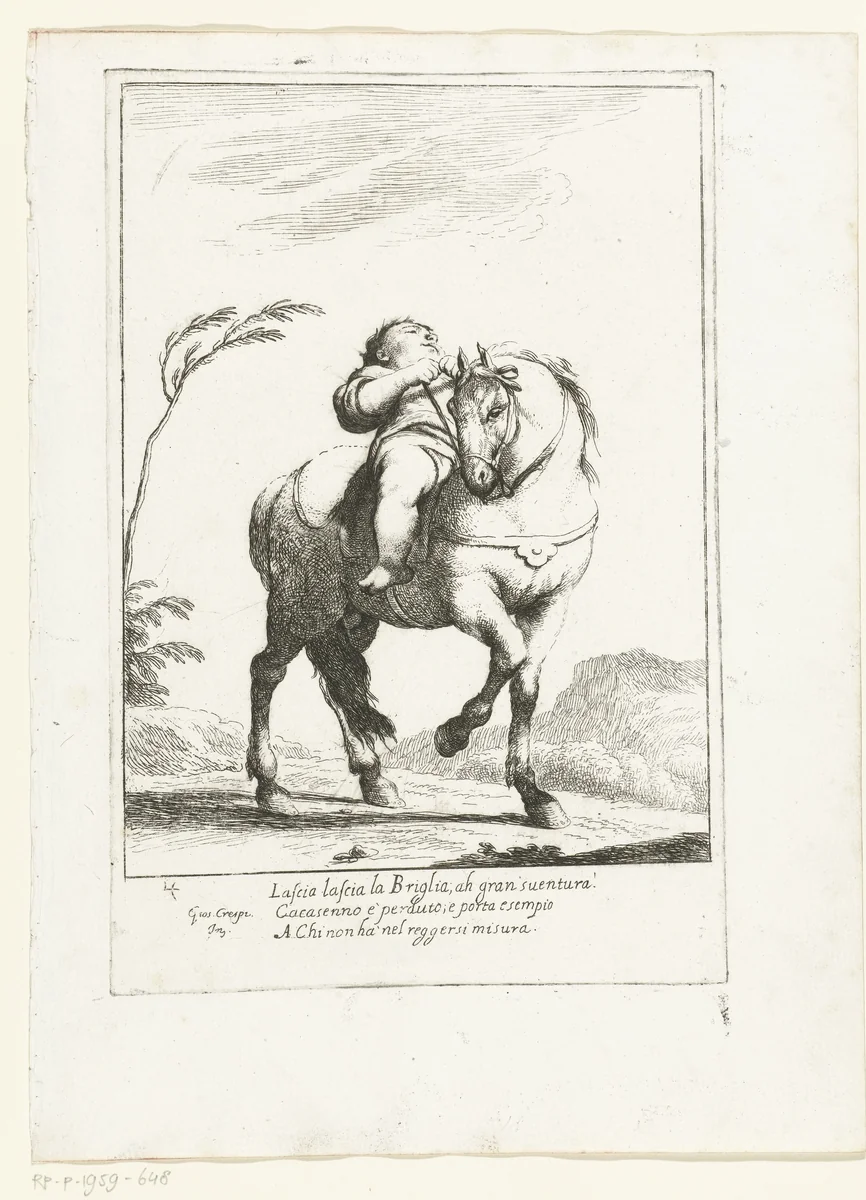 Cacasseno te paard by Giuseppe Maria Crespi, print, 1710-1715