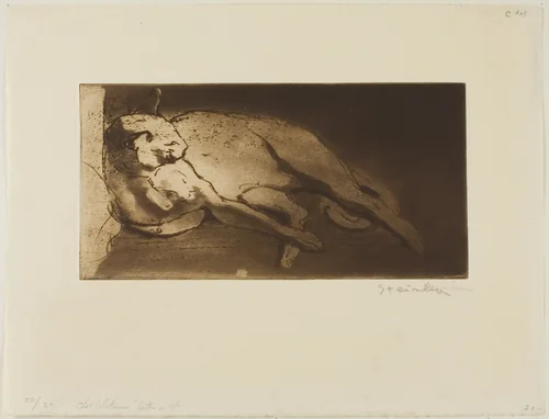 Reclining Cat Stretched Out from Left to Right by Théophile Alexandre Steinlen, print, 1903