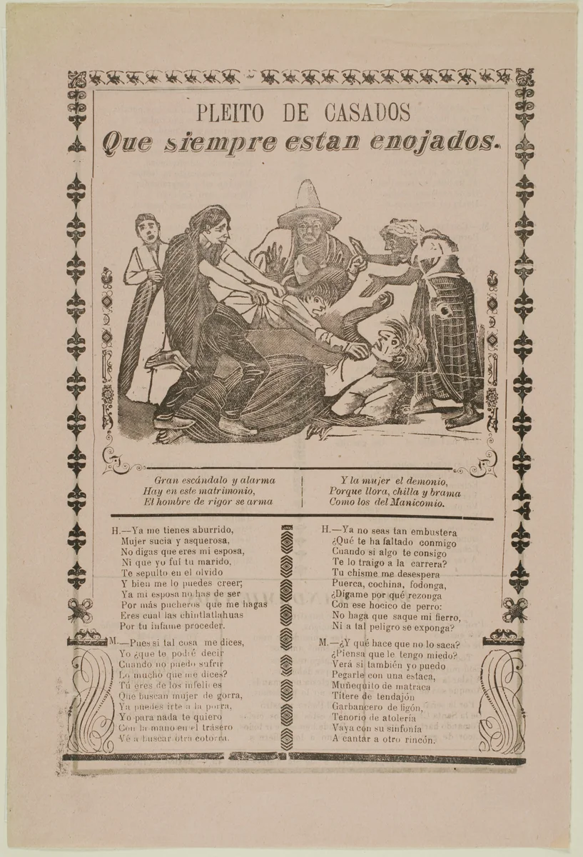 Dispute of Spouses who are Always Angry by José Guadalupe Posada, print, 1907-1913