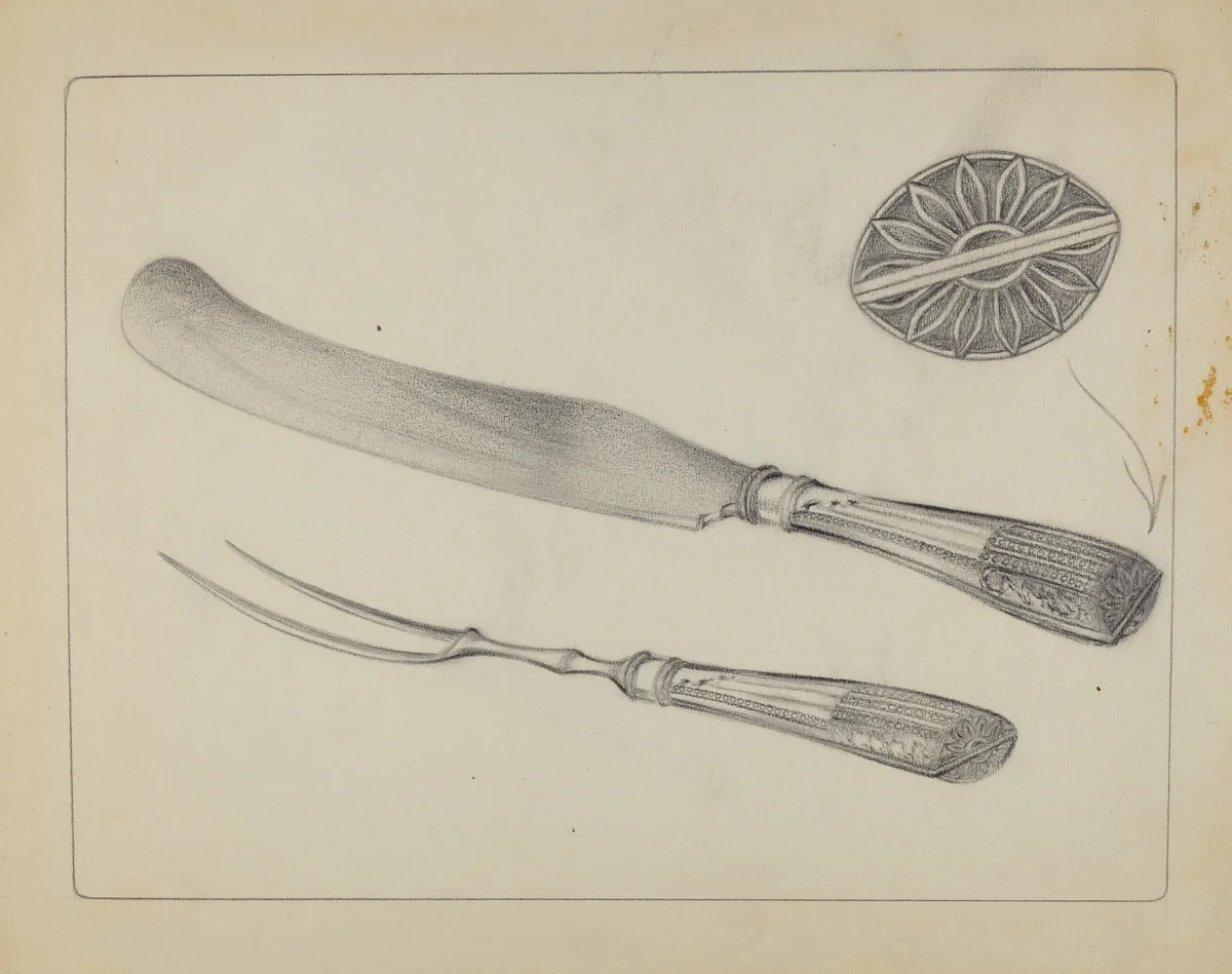 Silver Knife and Fork by A. Zimet, index of american design, 1935