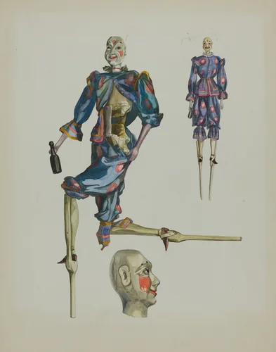 "Drunken Clown" Puppet by Verna Tallman, index of american design, 1937