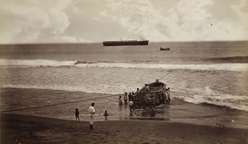A Loaded Launch and an Ebb Tide, Champerico by Eadweard Muybridge, photograph, 1875