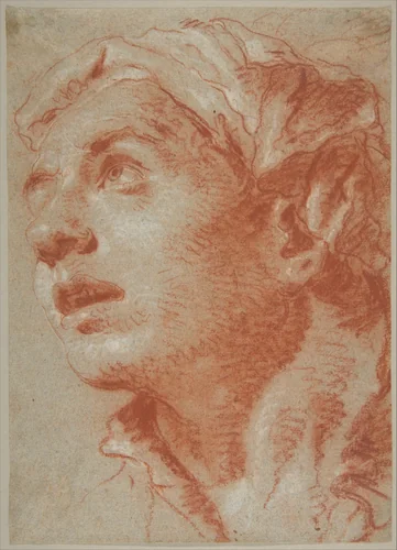 Head of a Young Man in Three-Quarter View by Giovanni Battista Tiepolo, drawing, 1705-1770