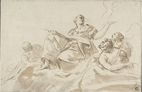 Allegorical Figures by Paolo Pagani, drawing, 1681-1799