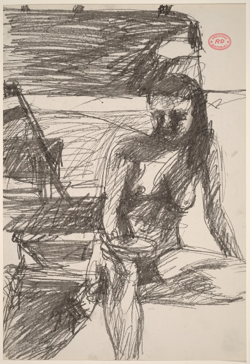 Untitled [seated female nude holding an object] by Richard Diebenkorn, drawing, 1955-1967