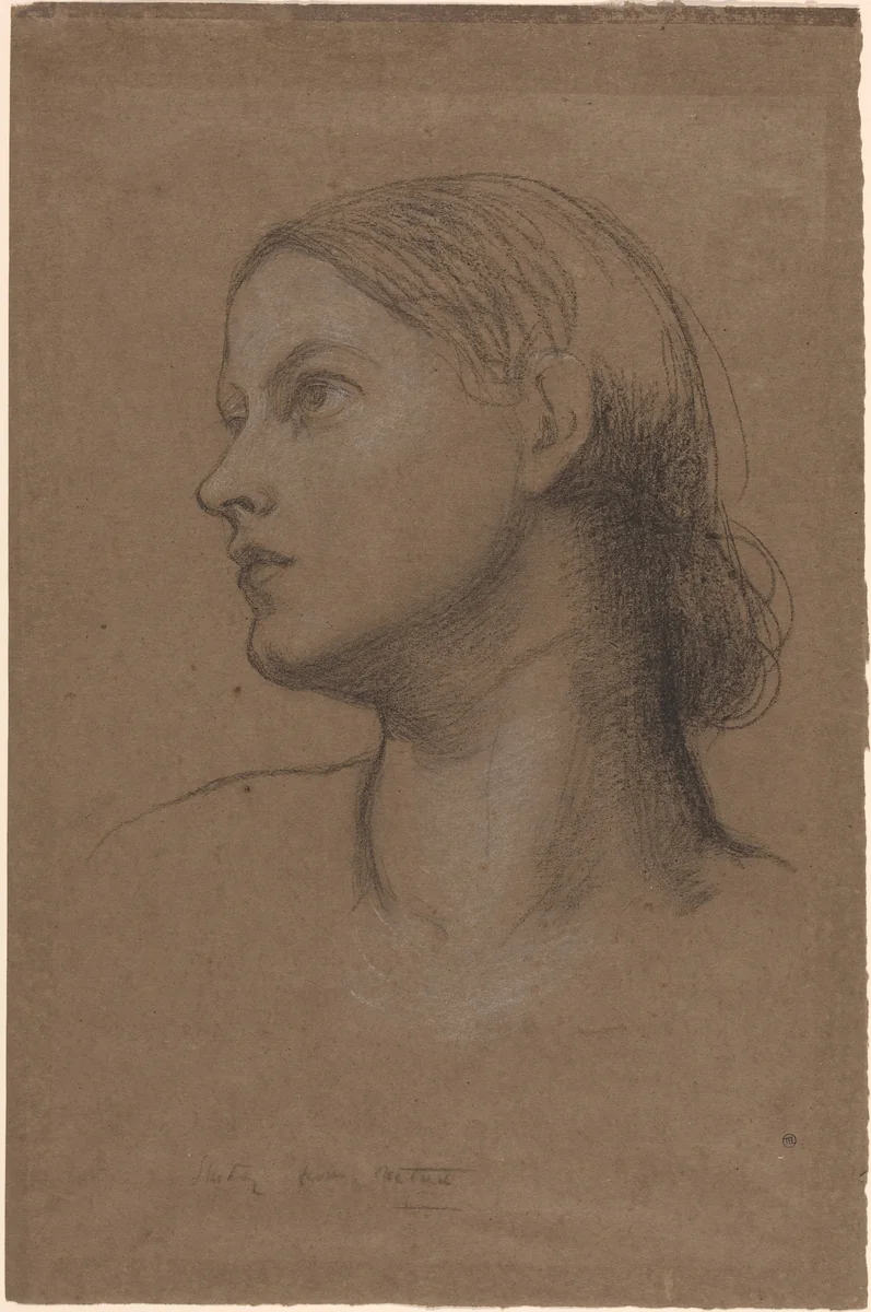 Head of a Young Woman by George Frederic Watts, drawing, 1860-1870