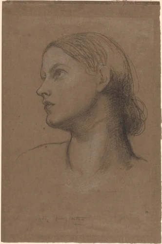 Head of a Young Woman by George Frederic Watts, drawing, 1860-1870