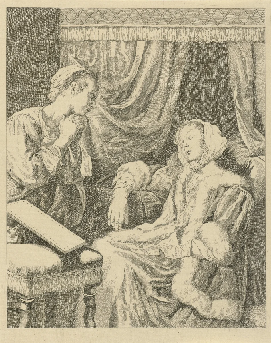 Vrouw in katzwijm by Pieter de Mare, print, 1768-1784