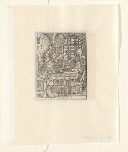 Rijke man en de Dood by Hans Holbein, print, 1524-1526