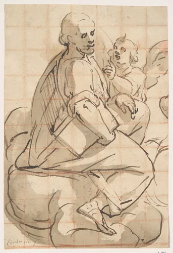 Saint Matthew and the Angel by Luca Cambiaso, drawing, 1583-1585