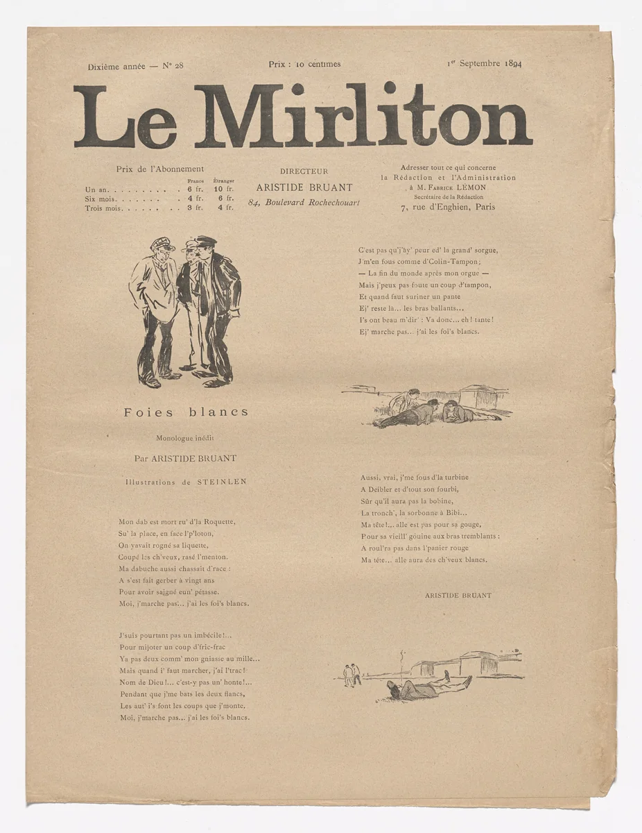 Le Mirliton, no. 28 by Théophile-Alexandre Steinlen, periodical, 1894