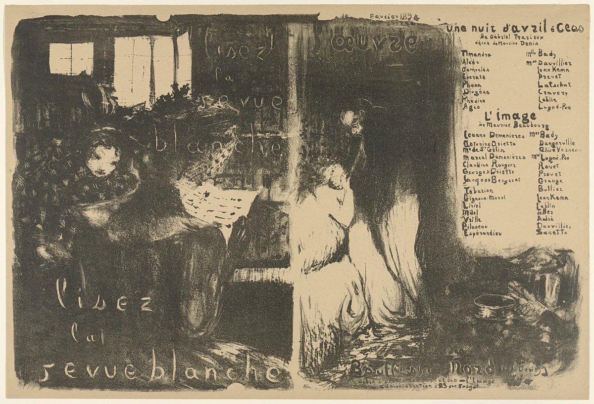 Program for Lisez La Revue Blanche and Une Nuit d'Avril a Ceos by Édouard Vuillard, print, 1894