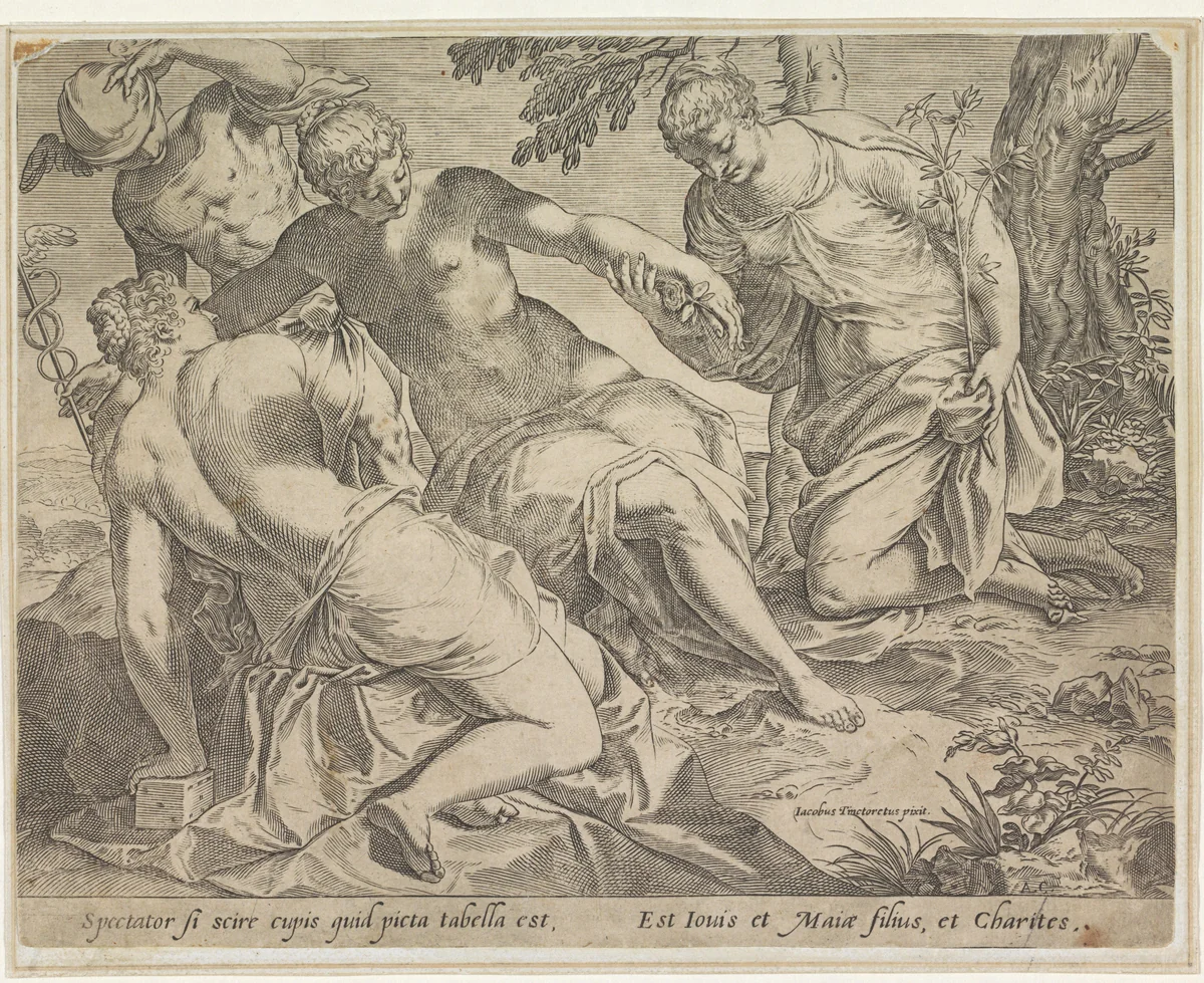 Mercurius en de Gratiën by Unknown, print, 1589