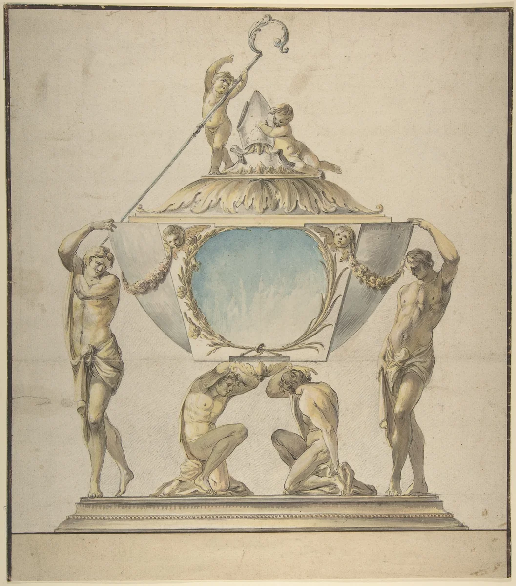 Design for a Gold and Silver Bishop's Reliquary by Luigi Valadier, drawing, 1780-1800