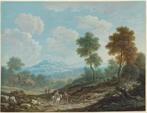 Travelers in a Broad Valley by Johann Christoph Dietzsch, drawing, 1750