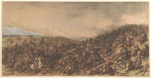 Battle Scene (Waterloo) by Hippolyte Bellangé, drawing, 1815-1866