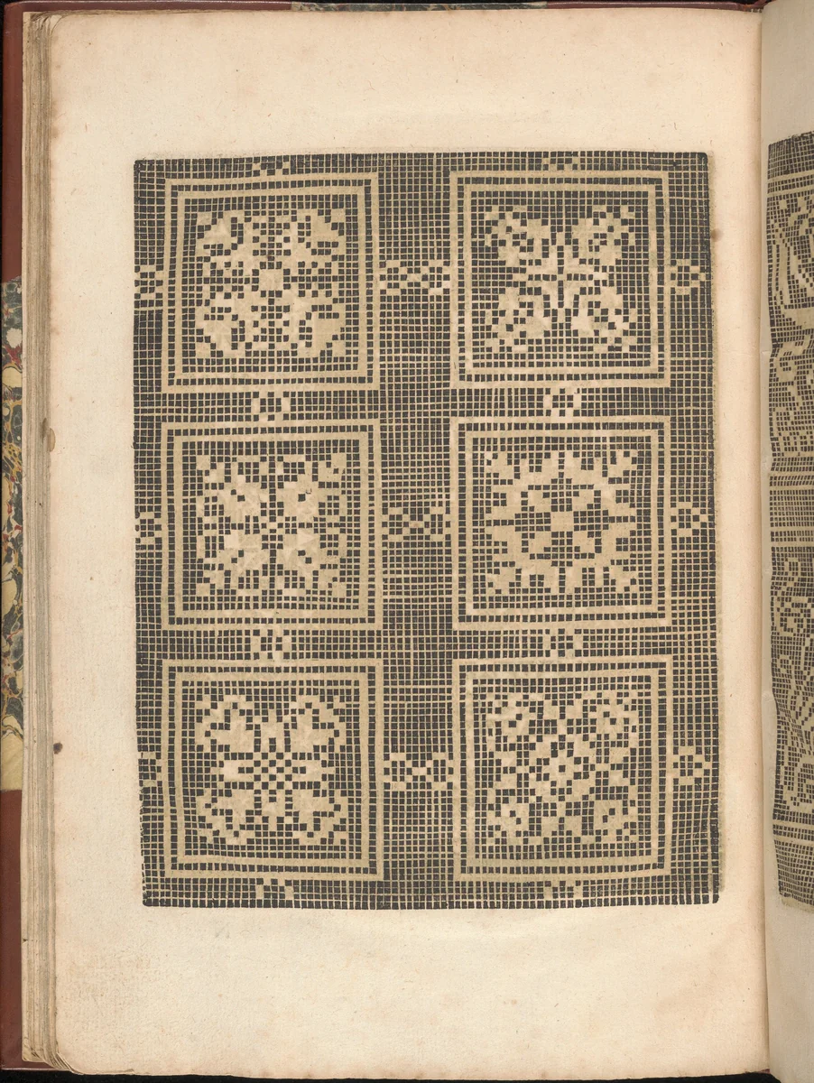 Les Secondes Oeuvres, et Subtiles Inventions De Lingerie du Seigneur Federic de Vinciolo Venitien, page 49 (verso) by Federico de Vinciolo, book, 1603