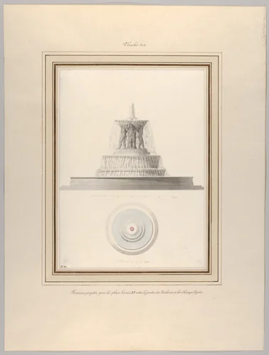 Project for a Fountain for La Place Louis XV by Pierre Fontaine, drawing, 1801-1811