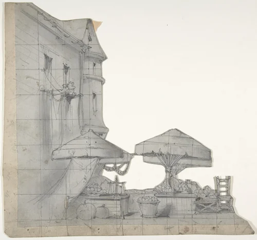 Design for a Stage Set at the Opéra, Paris by Eugène Cicéri, drawing, 1830-1890