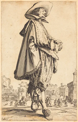 Noble Man with Folded Hands by Jacques Callot, print, 1620-1623