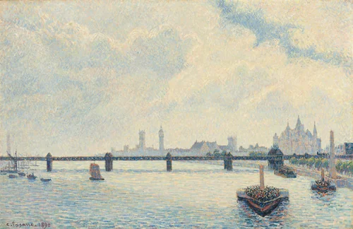 Charing Cross Bridge, London by Camille Pissarro, painting, 1890