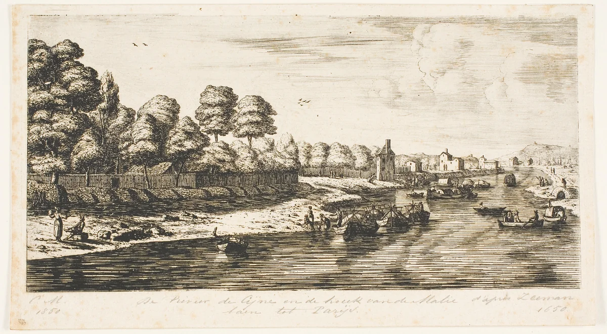 The River Seine and the Corner of the Mall, Paris by Charles Meryon, print, 1850