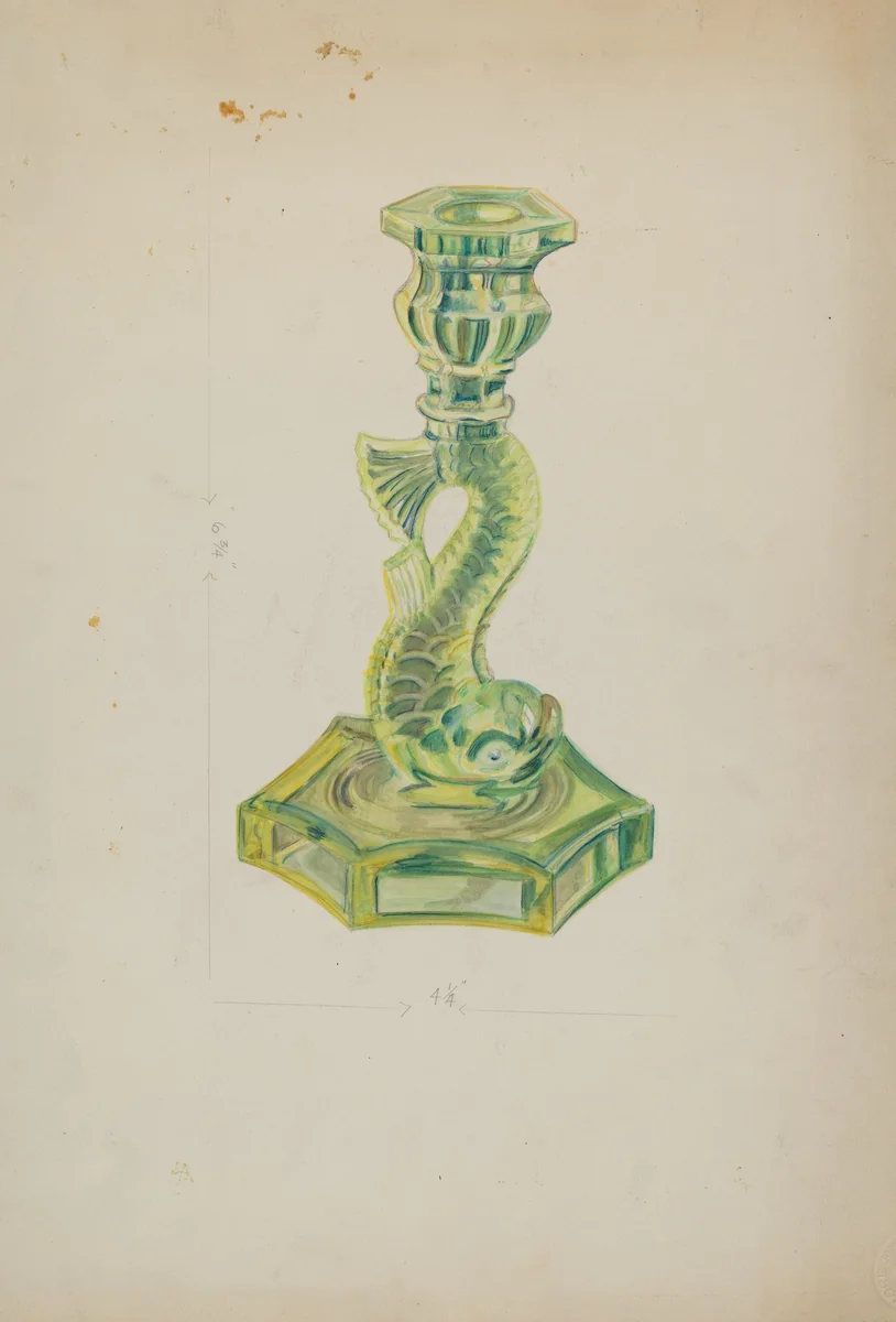 Dolphin Candlestick by Ella Sterling, index of american design, 1935