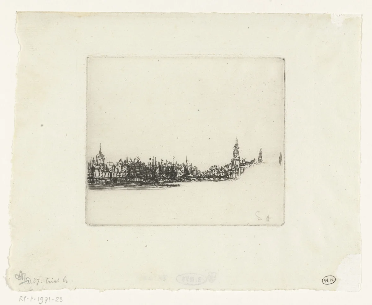 Gezicht op Amsterdam by Francis Seymour-Haden, print, 1863