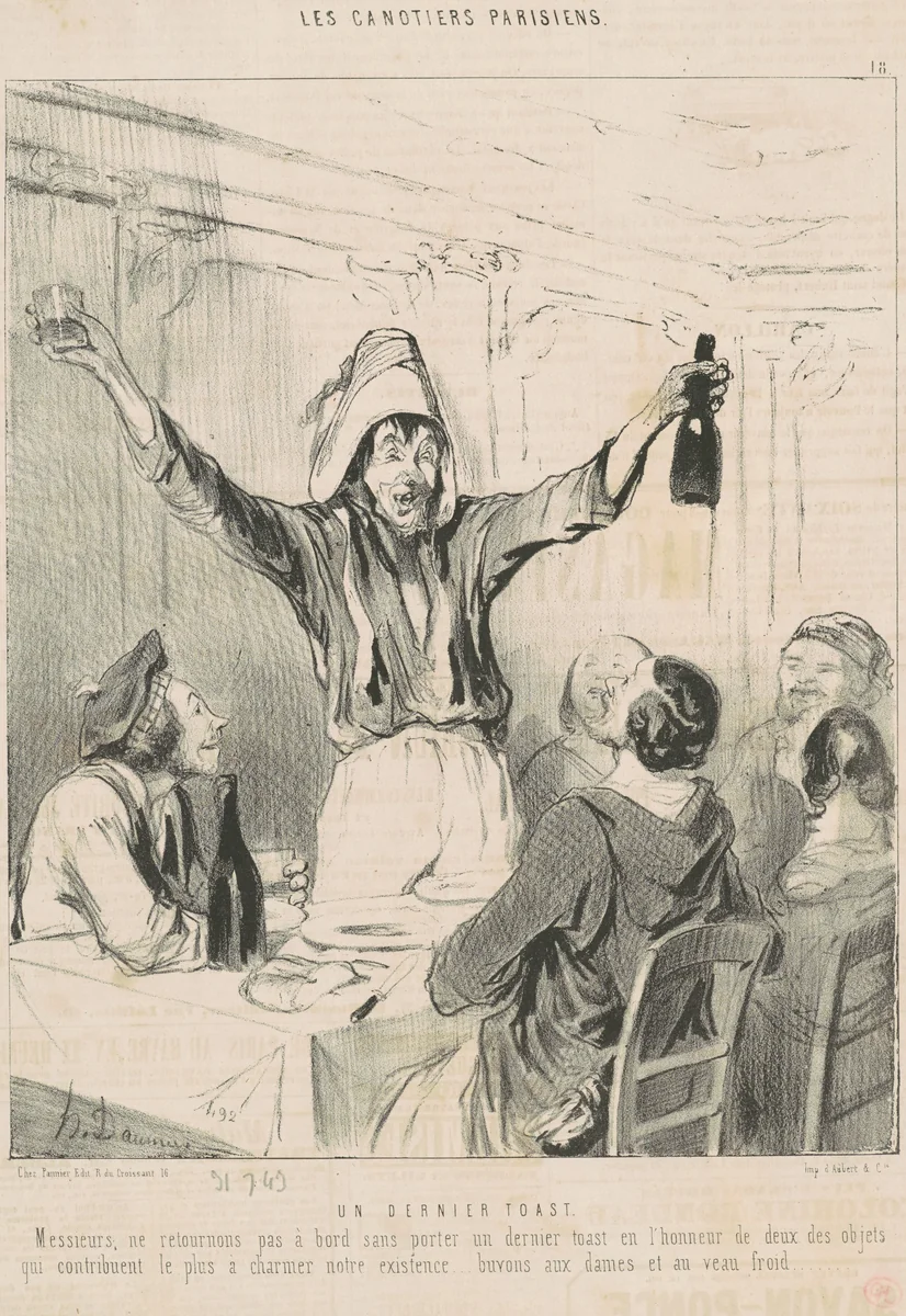 Un dernier toast by Honoré Daumier, print, 1843