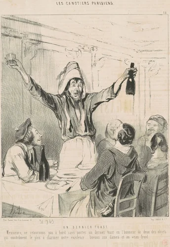 Un dernier toast by Honoré Daumier, print, 1843