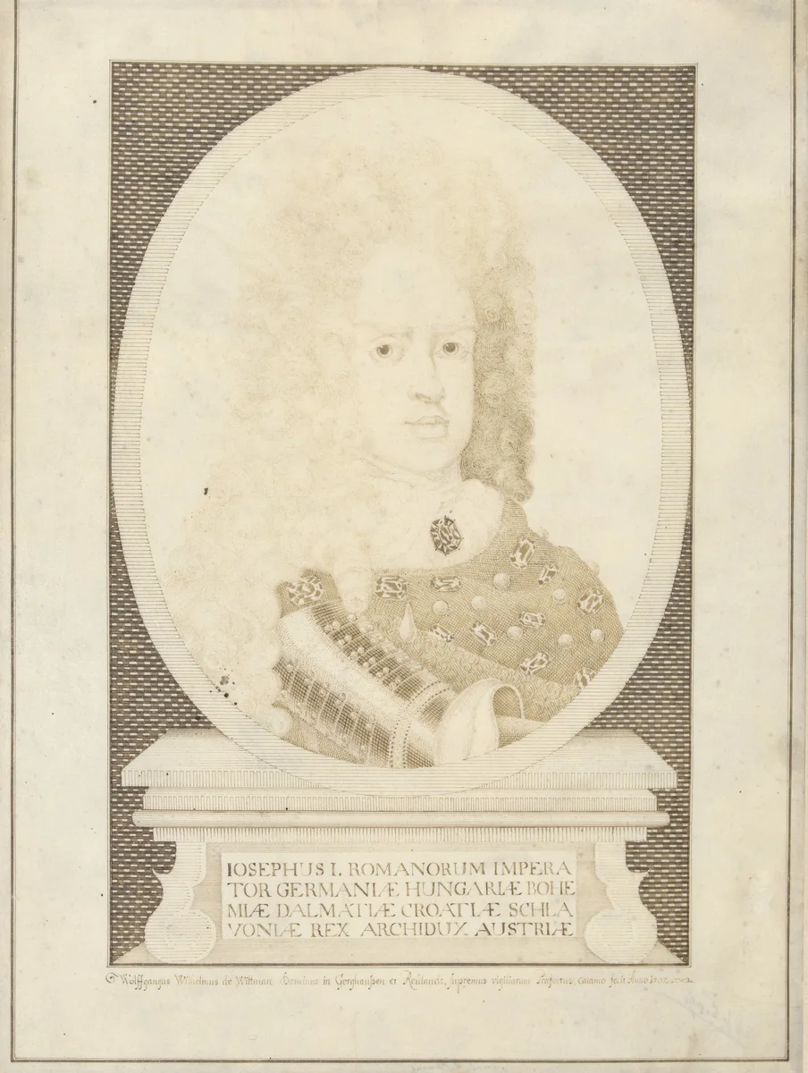 Portret van keizer Jozef I by Wolfgang Wilhelm von Wittmann, drawing, 1707