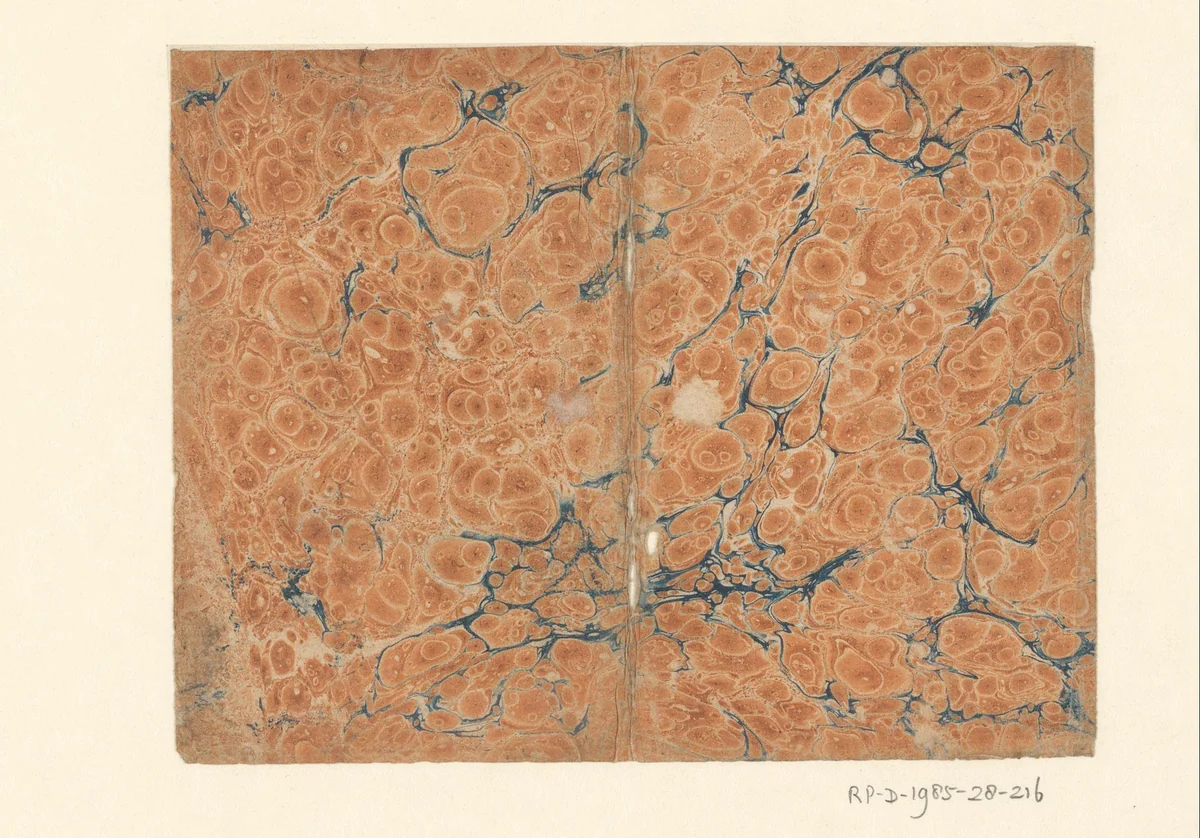 Ringkiezelmarmer in blauw en oranje by anonymous, other, 1700-1900