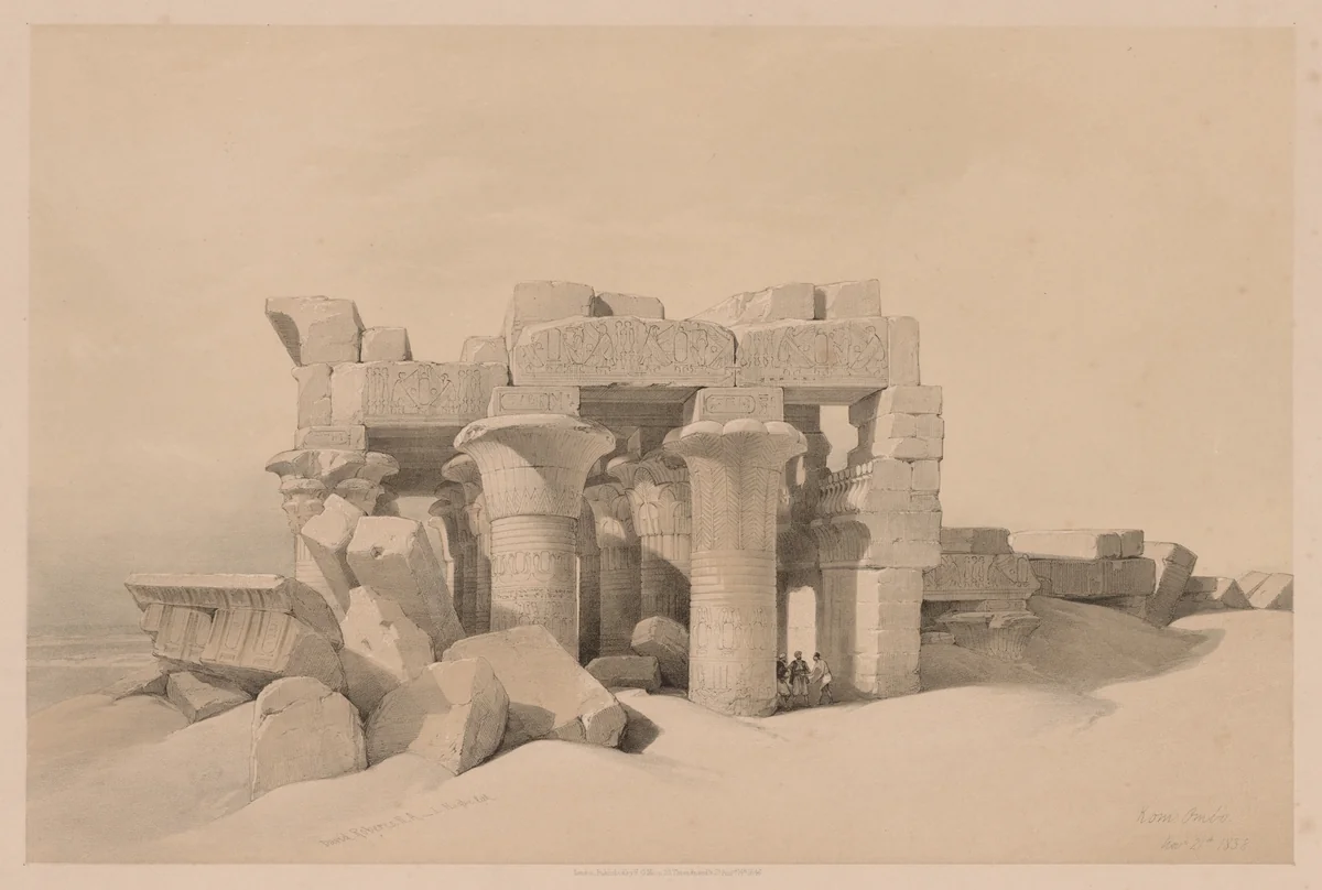 Egypt and Nubia: Volume II - No. 42, Ruins of Kom Ombo by Louis Haghe, print, 1838