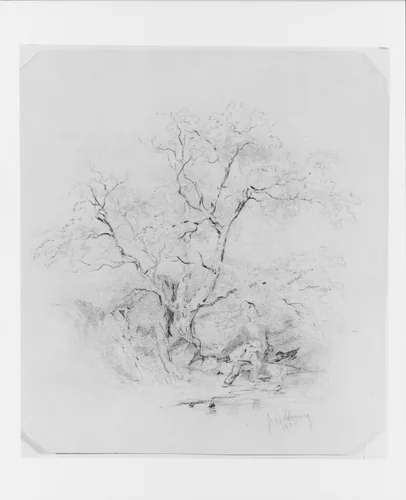 Boy Fishing (from McGuire Scrapbook) by James Clonney, artwork, 1820