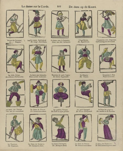 La danse sur la corde / De dans op de koord by Philippus Jacobus Brepols, print, 1800-1833