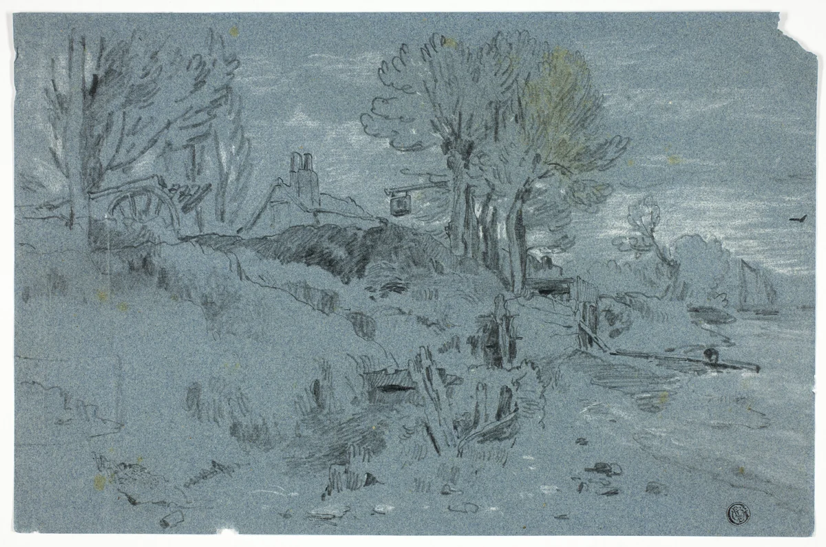 Bank of a River with Mill by William Turner
John Varley, drawing, 1798-1862