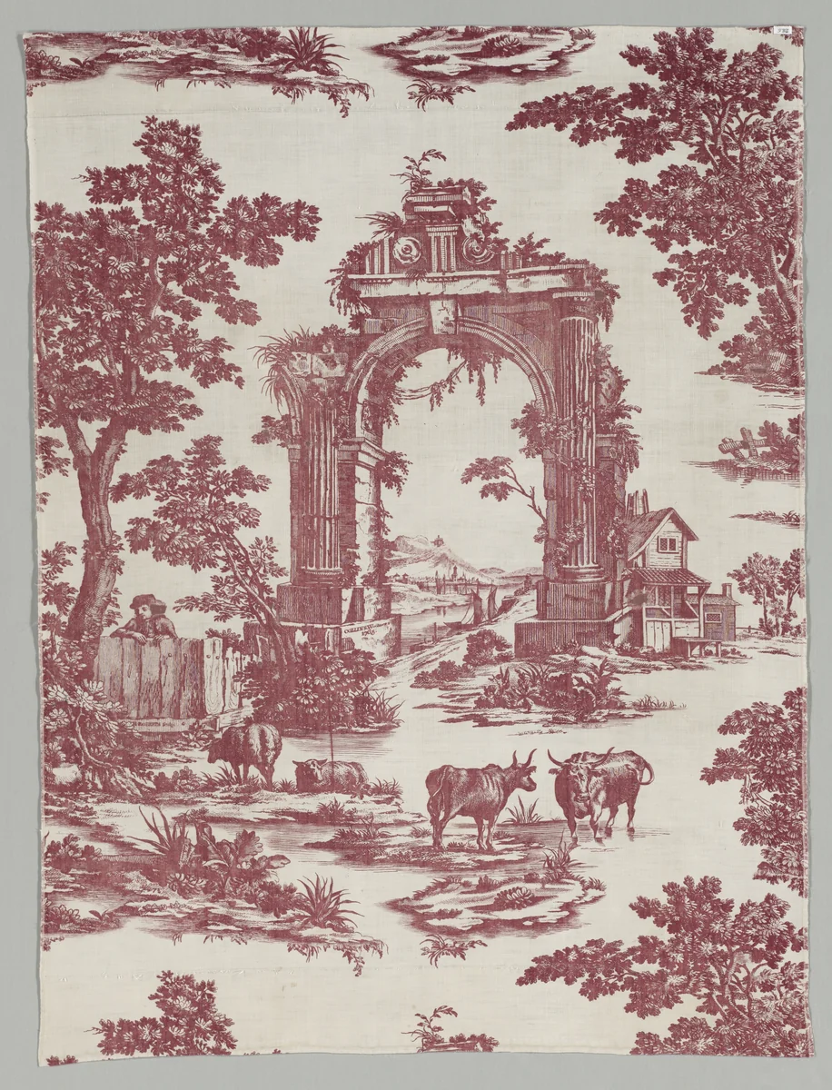 Copperplate Printed Cotton by John Collins, textile, 1765