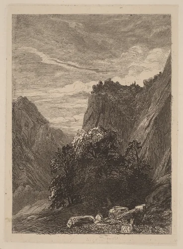 Trees at the Foot of a Cliff by Alexandre Calame, portfolio, 1838-1850