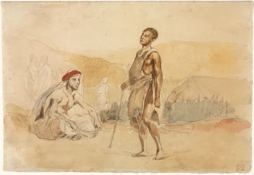 Moroccans in the Countryside by Eugène Delacroix, drawing, 1832
