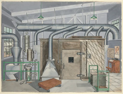 Interior Sand Blasting Chamber, 1935 by Perkins Harnly, index of american design, 1935-1942