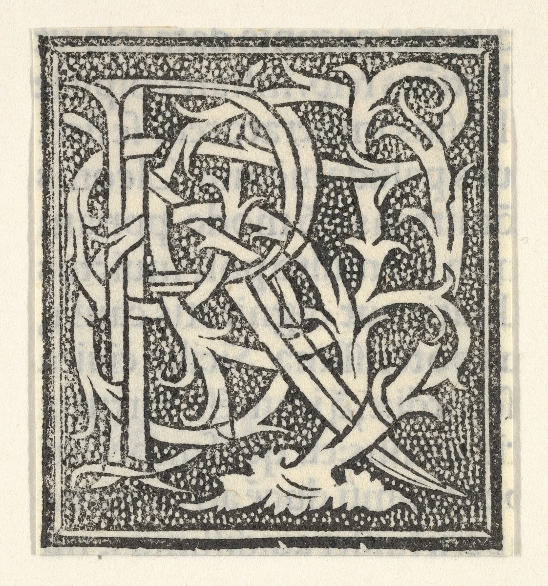 Initial letter R on patterned background by anonymous, print, 1520