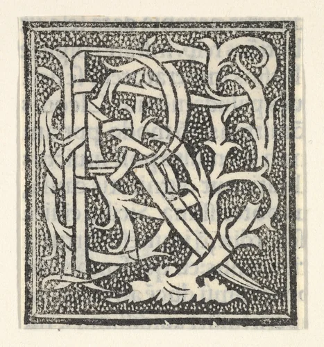 Initial letter R on patterned background by anonymous, print, 1520