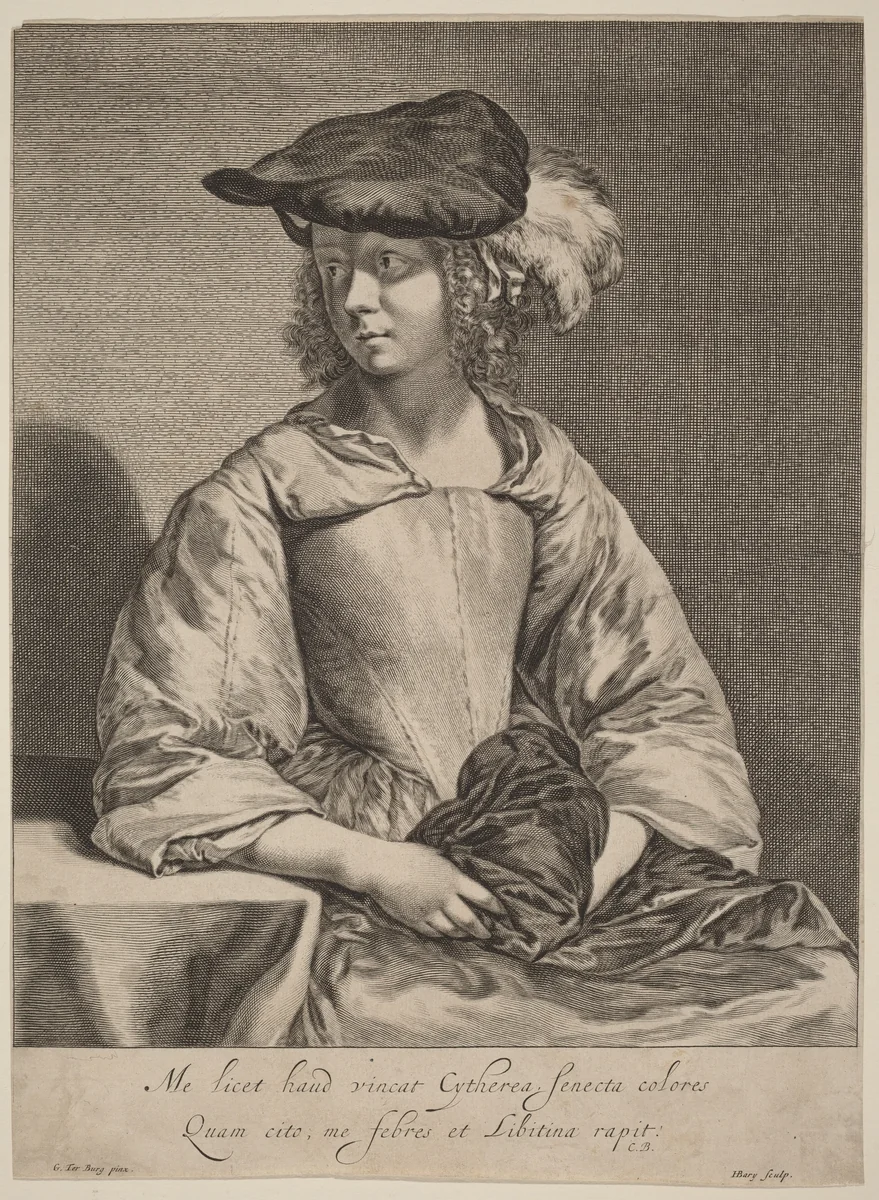 Girl in a Plumed Hat by Hendrick Bary
Gerard ter Borch the Younger, print, 1640-1707
