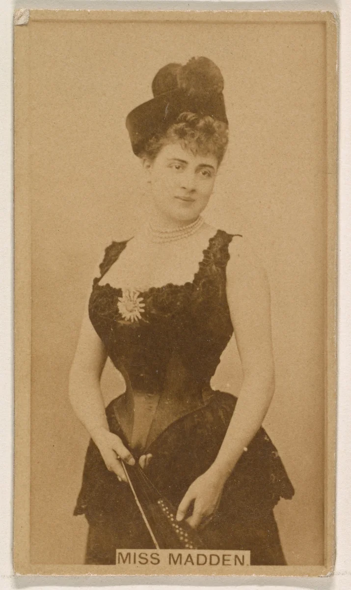 Miss Madden, from the Actresses series (N245) issued by Kinney Brothers to promote Sweet Caporal Cigarettes by Kinney Brothers Tobacco Company, photograph, 1890