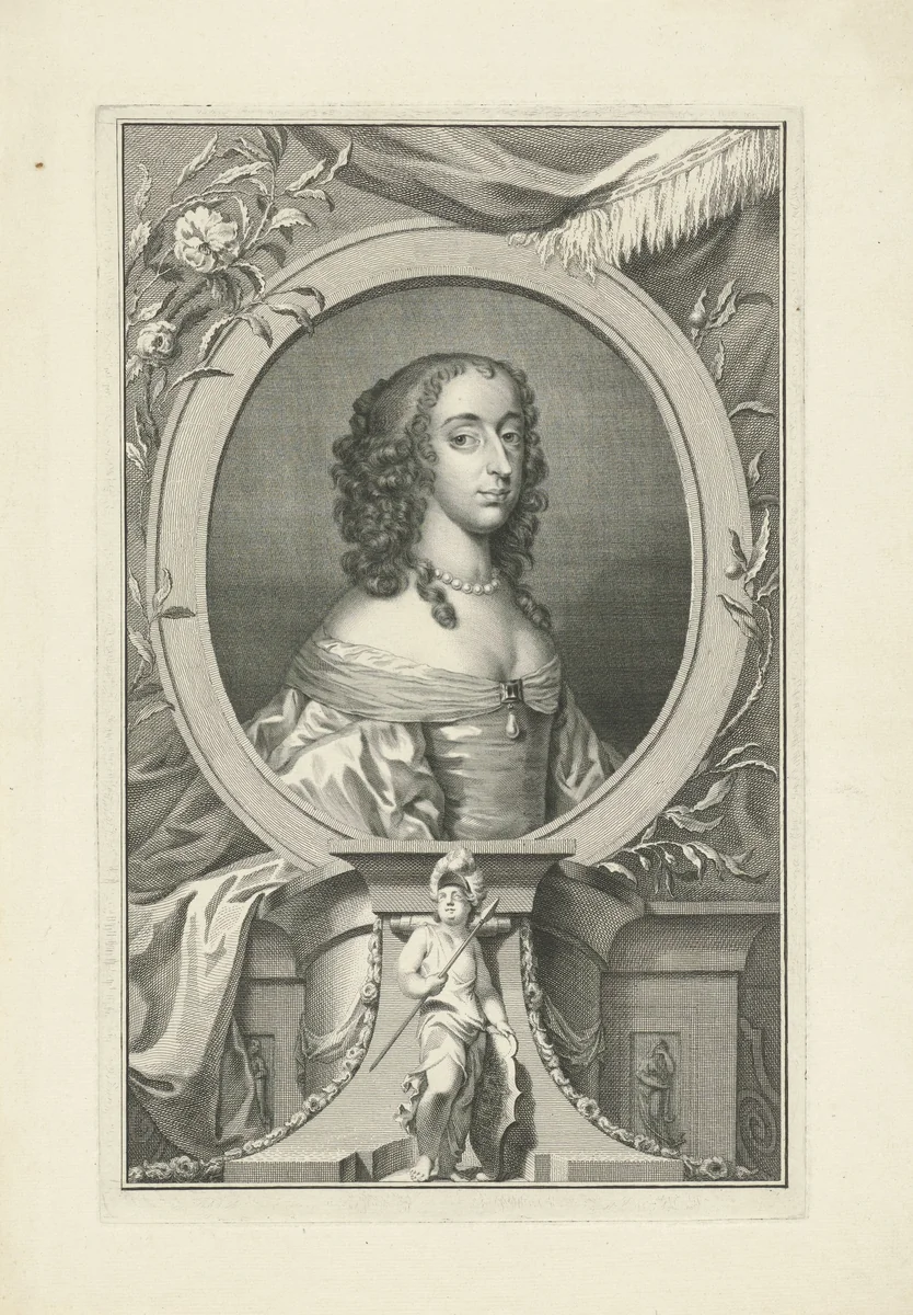Portret van Maria Henrietta Stuart, prinses van Oranje by Jacob Houbraken, print, 1750-1752