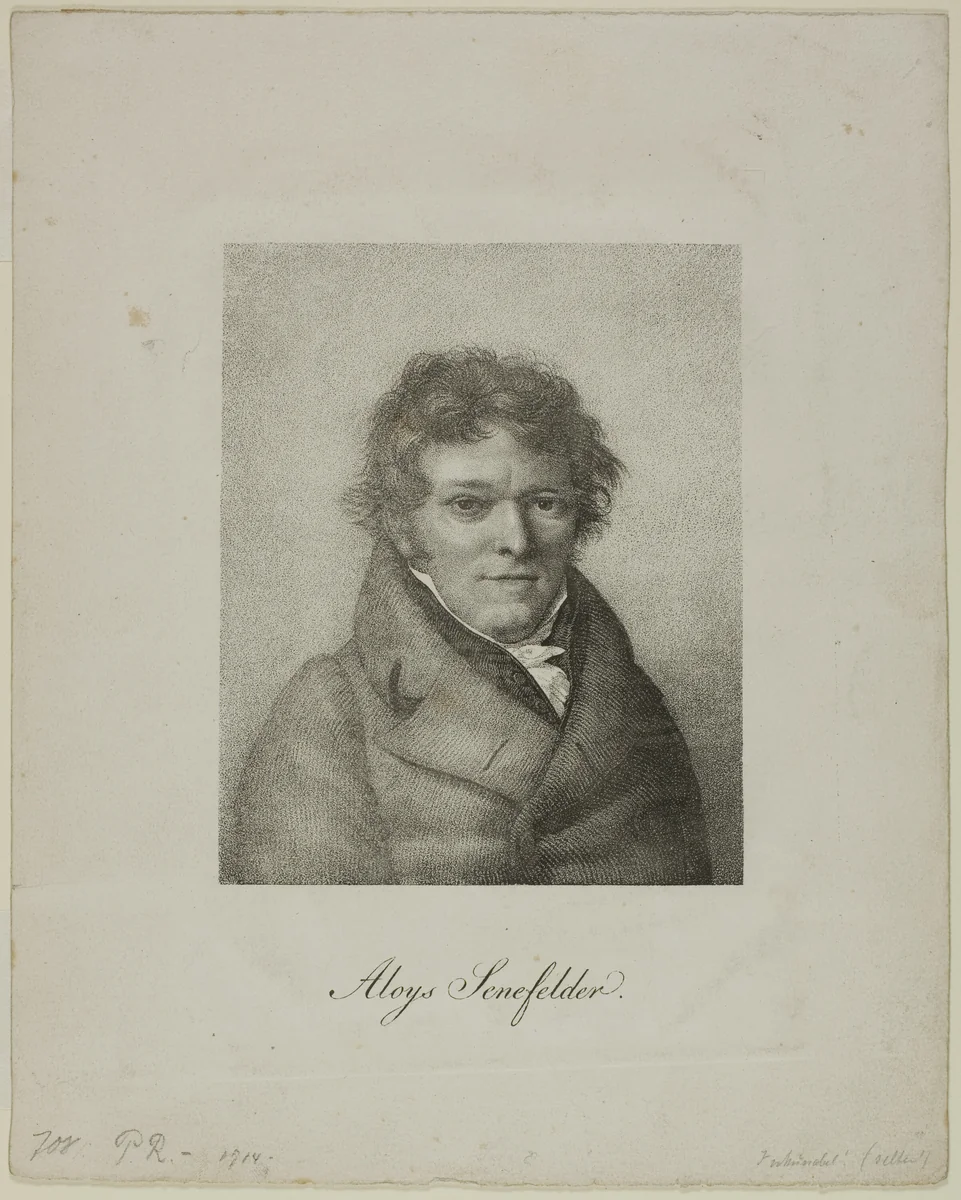 Portrait of Alois Senefelder by Nicolas Henri Jacob, print, 1819