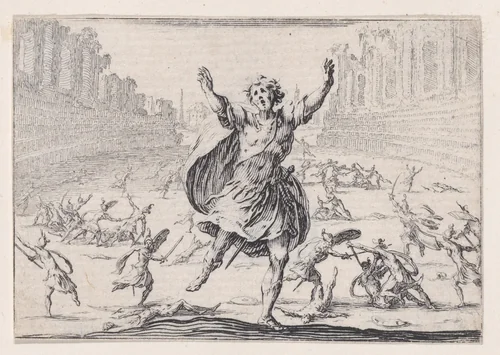 Escarmouche dans un Cirque (Skirmish in a Circus), from "Les Caprices" Series A, The Florence Set by Jacques Callot, print, 1617